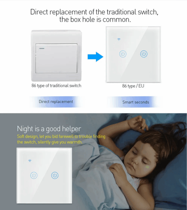 Smartomated 2 Gang Aqua Touch Smart Switch - Image 4