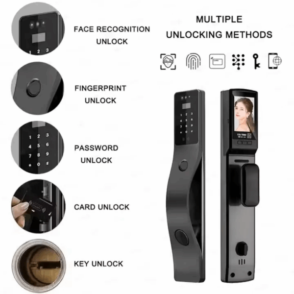 Curved Handle 3D Face Recognition Smart Lock - Image 3