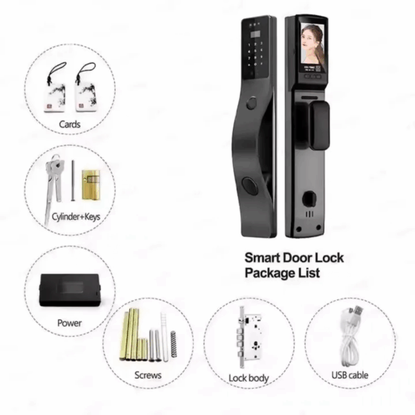Curved Handle 3D Face Recognition Smart Lock - Image 4